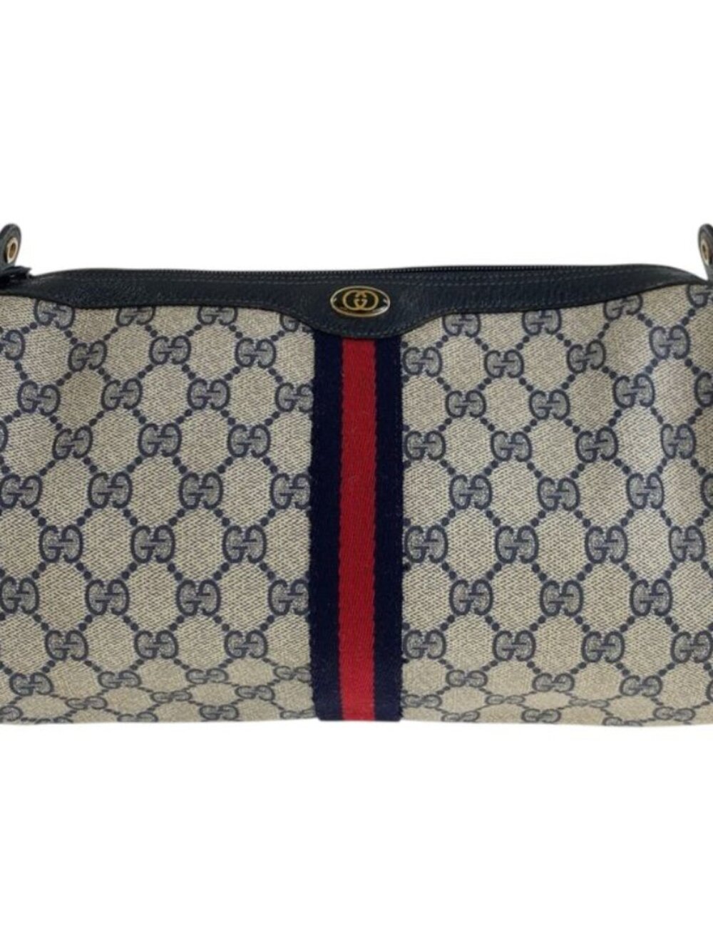 Gucci Vintage Sherry Line Gray GG Supreme Canvas 41 02 017 Clutch Second - Picture 1 of 9